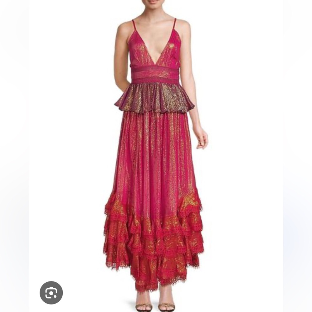 Rococo Sand Emi Shimmer Tiered Maxi Dress